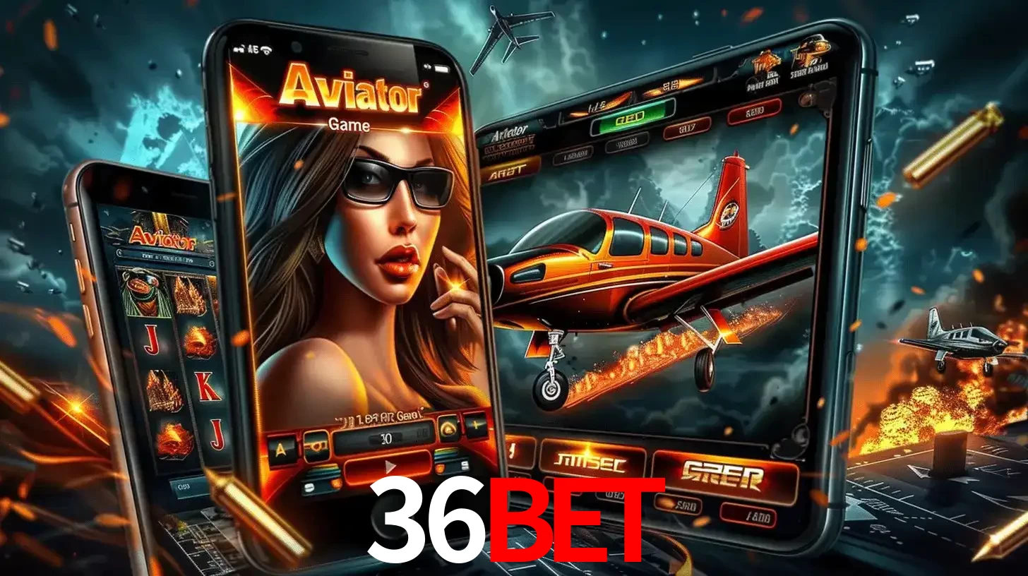 O popular jogo de apostas Aviator exibido em vários celulares e tablets, mostrando a interface emocionante e a ação de voo disponíveis para jogar agora no 36bet.