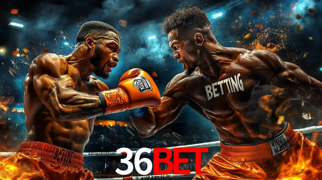 Dois boxeadores em uma luta intensa e explosiva, representando a adrenalina e as oportunidades de apostas em esportes de combate disponíveis na plataforma 36bet.