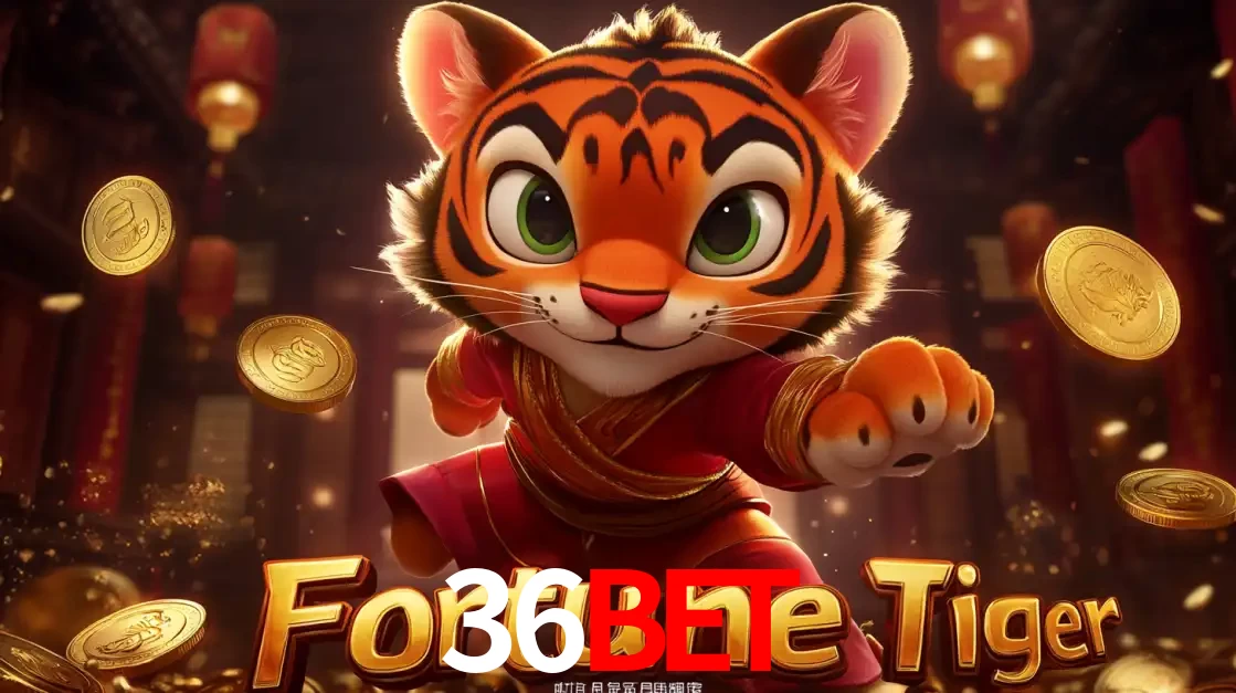 O carismático mascote do jogo de slot Fortune Tiger, um tigre fofo em pose de artes marciais, pronto para trazer sorte e multiplicadores de ganhos no cassino online 36bet.
